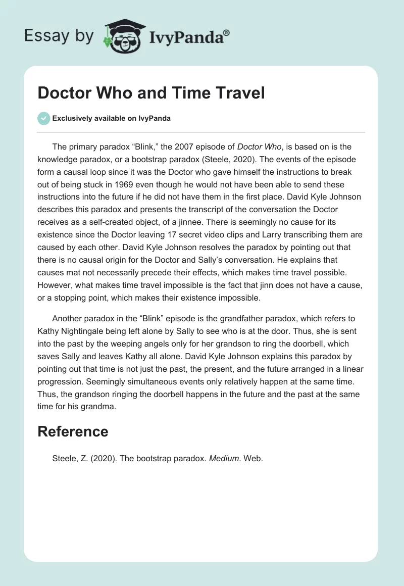 Doctor Who and Time Travel. Page 1