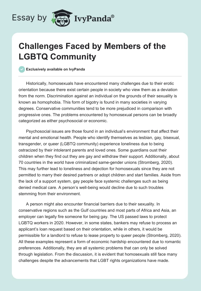 Challenges Faced by Members of the LGBTQ Community. Page 1
