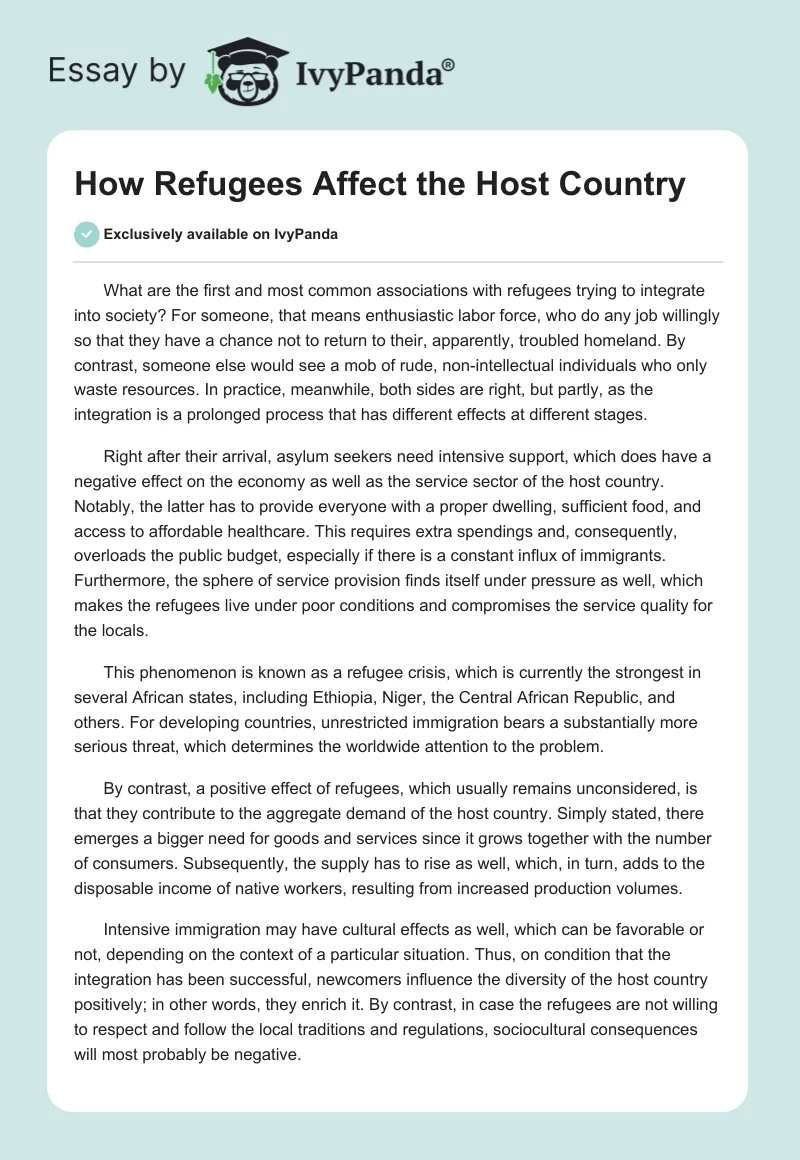 How Refugees Affect the Host Country. Page 1