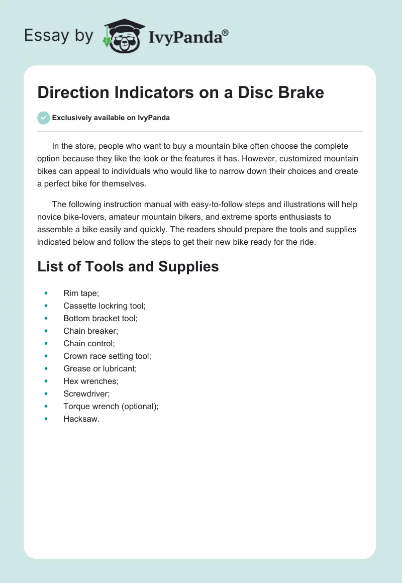 Direction Indicators on a Disc Brake. Page 1