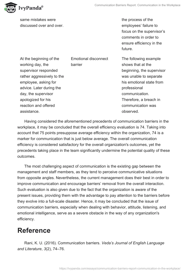 Communication Barriers Report. Communication in the Workplace. Page 3