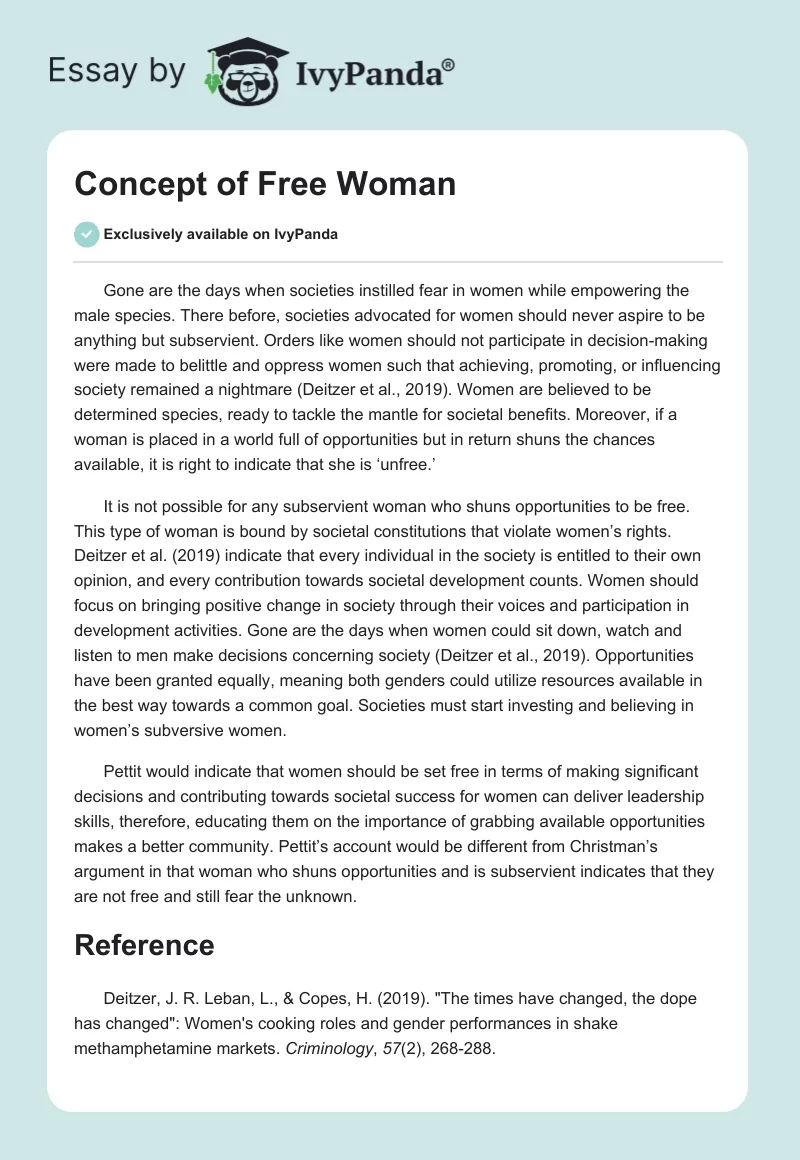 Concept of Free Woman. Page 1