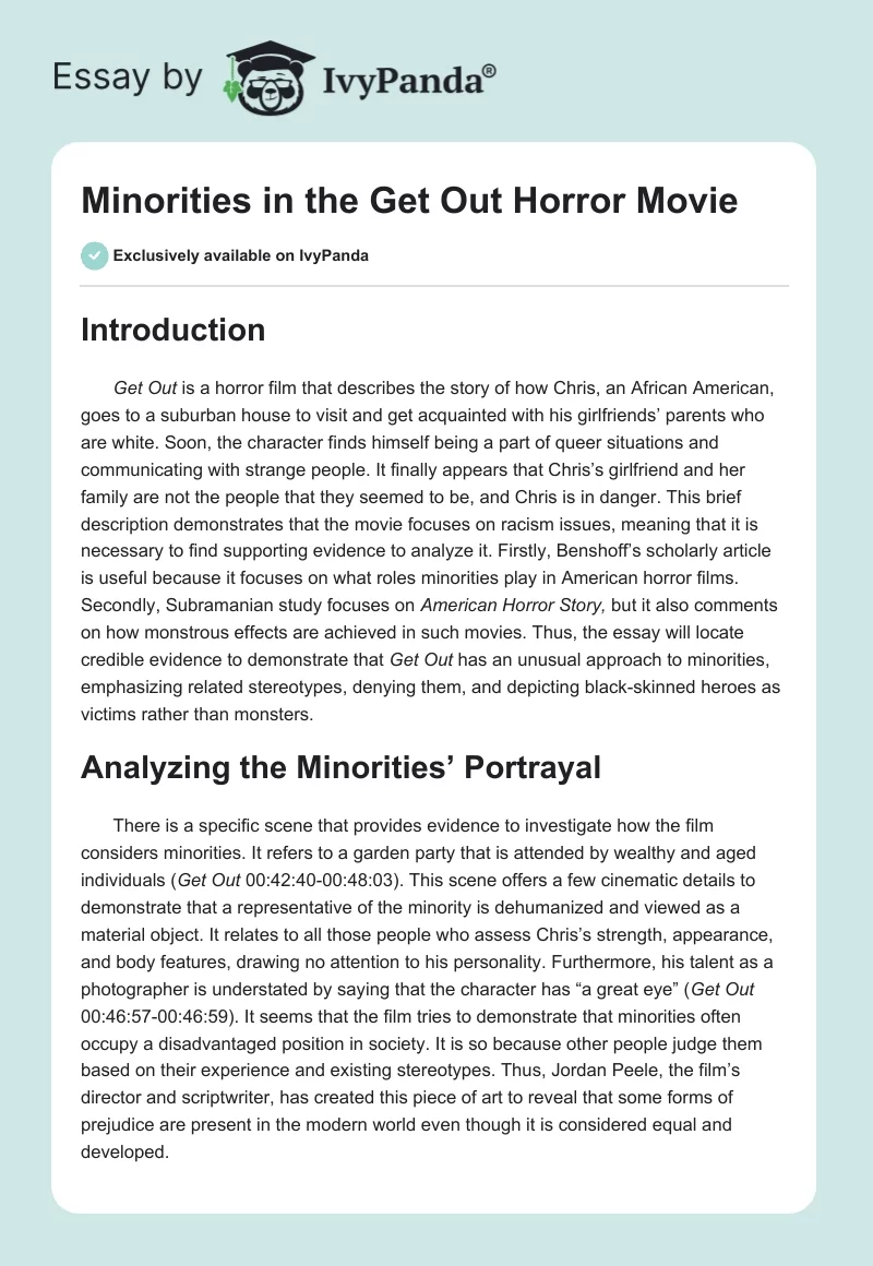 Minorities in the "Get Out" Horror Movie. Page 1