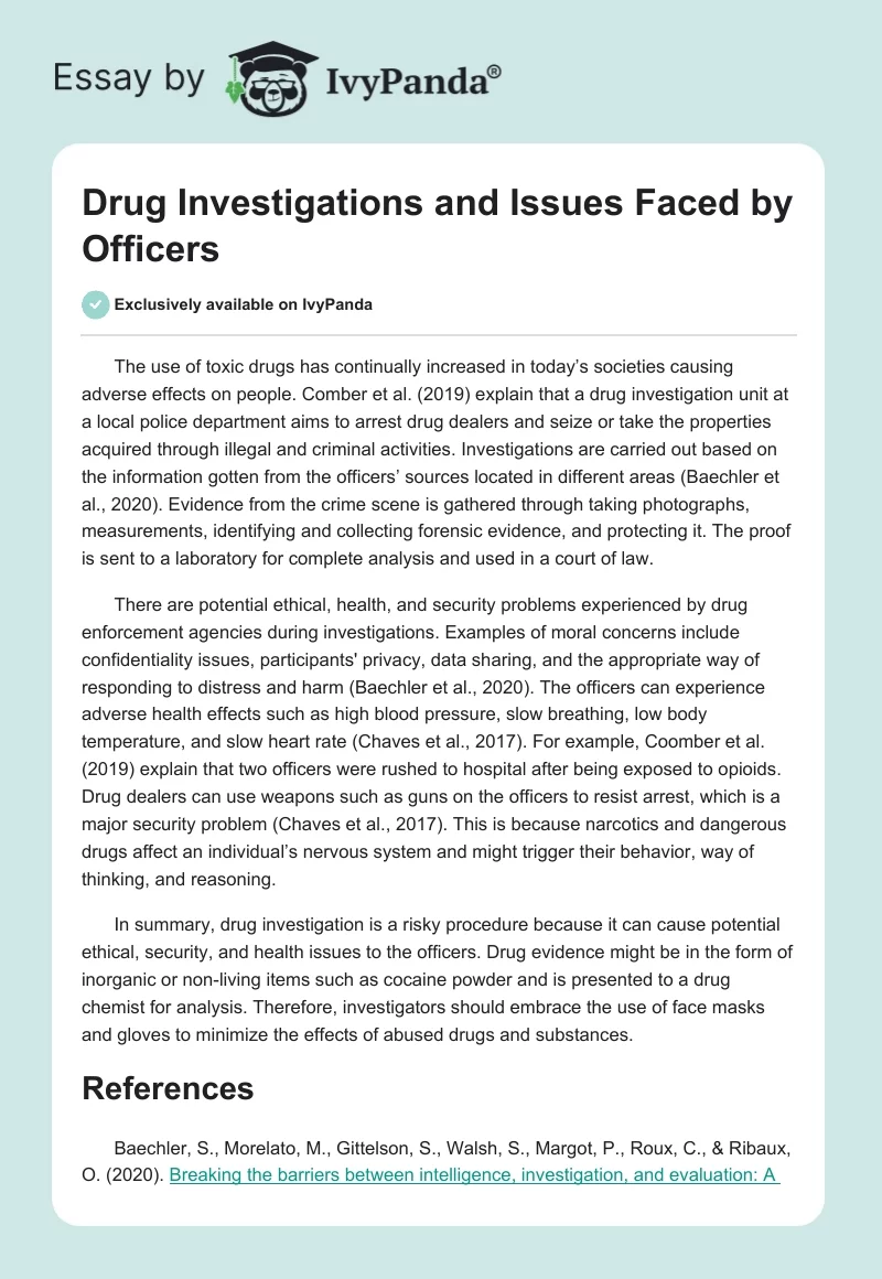 Drug Investigations and Issues Faced by Officers. Page 1