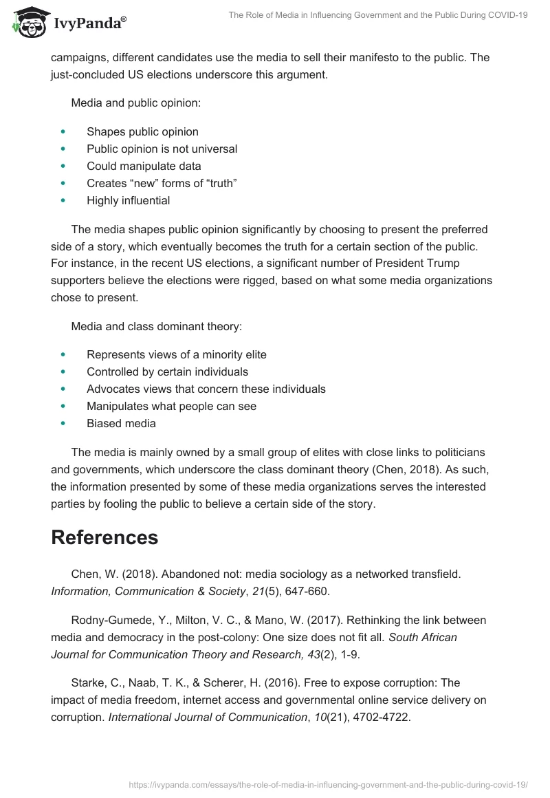 The Role of Media in Influencing Government and the Public During COVID-19. Page 3