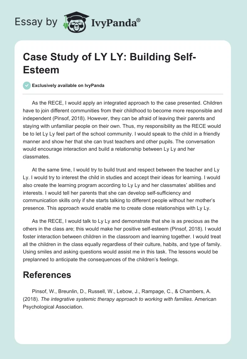 Case Study of LY LY: Building Self-Esteem. Page 1