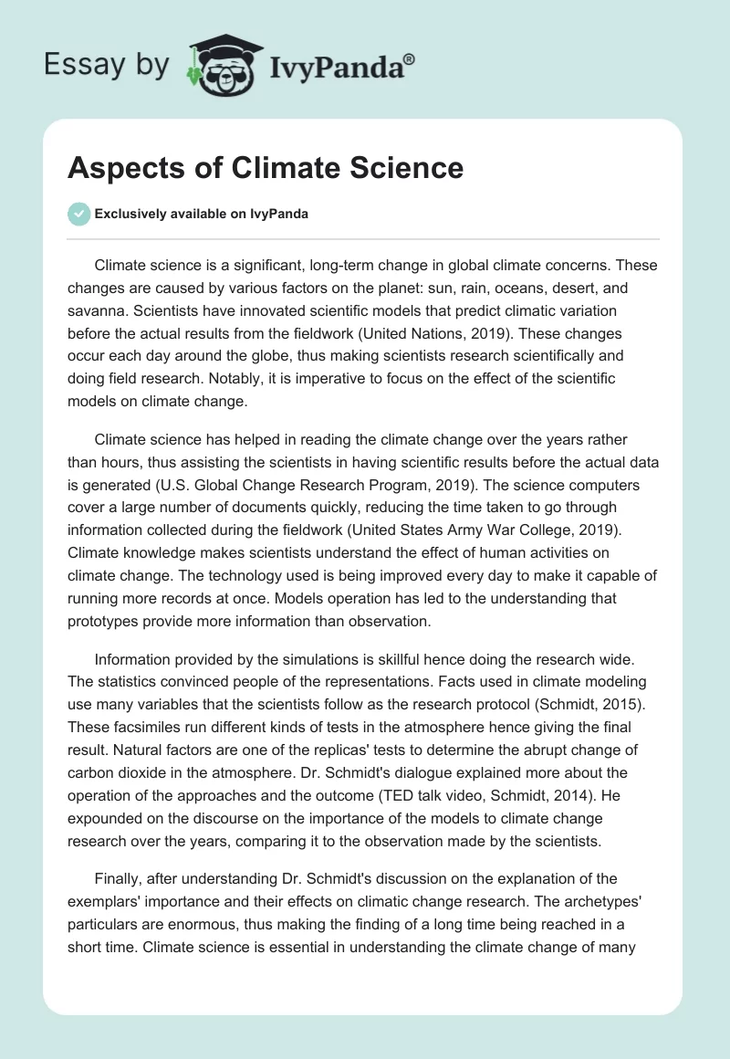 Aspects of Climate Science. Page 1