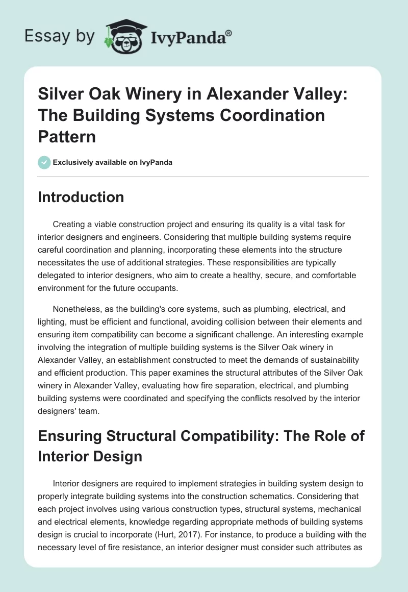 Silver Oak Winery in Alexander Valley: The Building Systems Coordination Pattern. Page 1