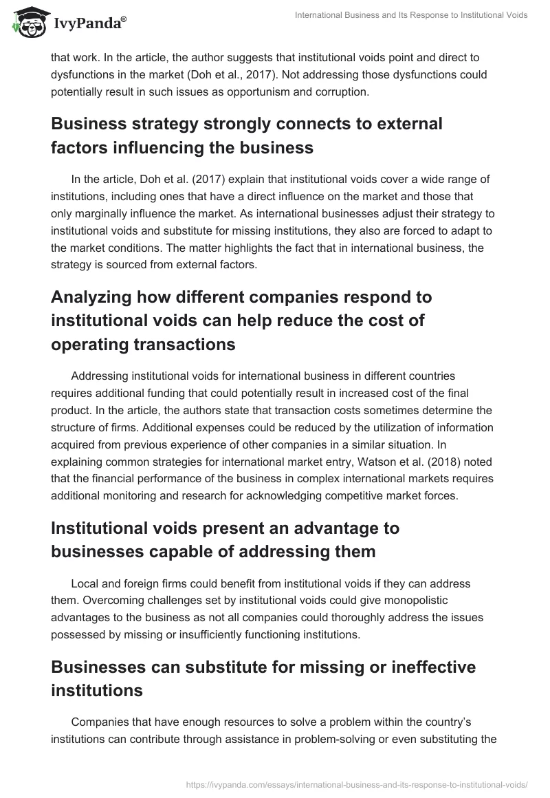 International Business and Its Response to Institutional Voids. Page 2