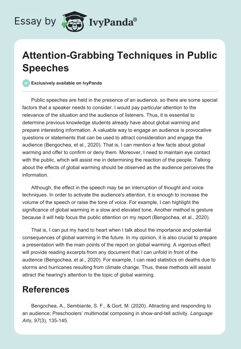 Attention-Grabbing Techniques in Public Speeches. Page 1