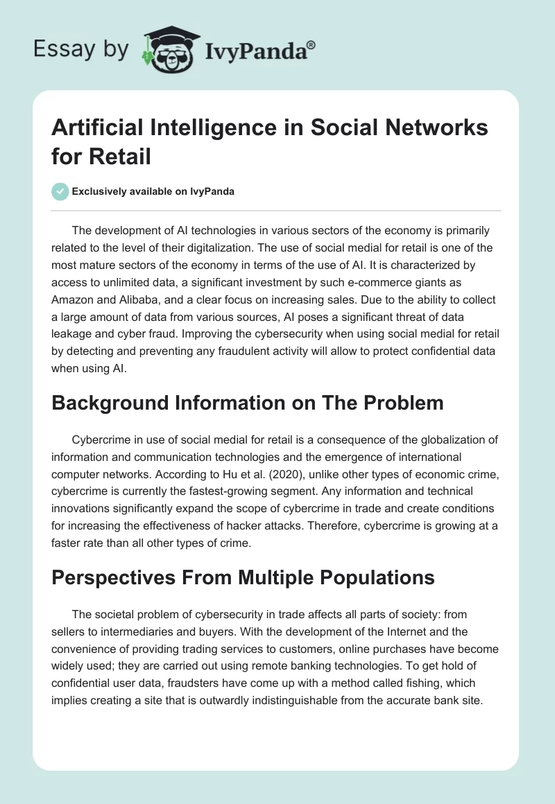Artificial Intelligence in Social Networks for Retail. Page 1