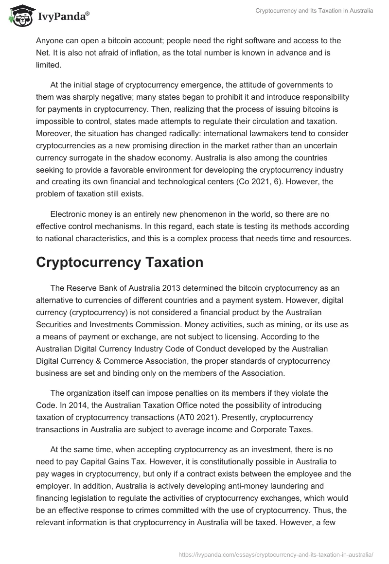 Cryptocurrency and Its Taxation in Australia. Page 3