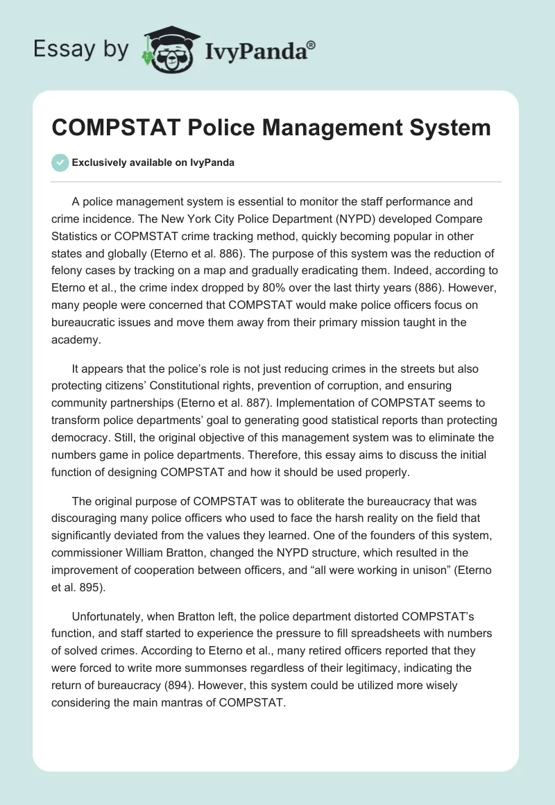 COMPSTAT Police Management System. Page 1