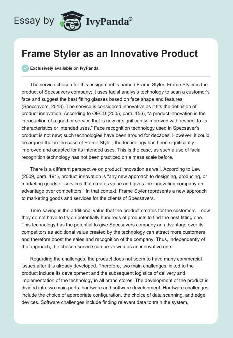Frame Styler as an Innovative Product. Page 1