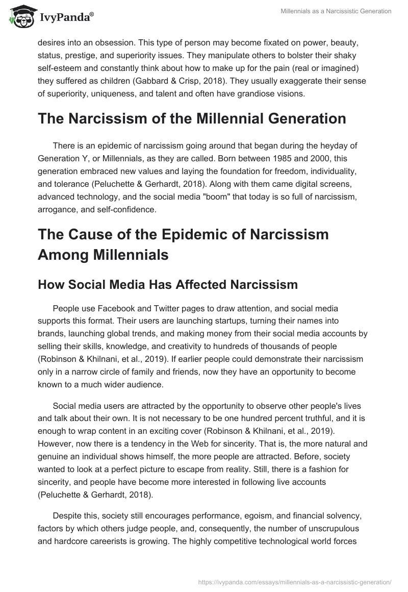 Millennials as a Narcissistic Generation. Page 5