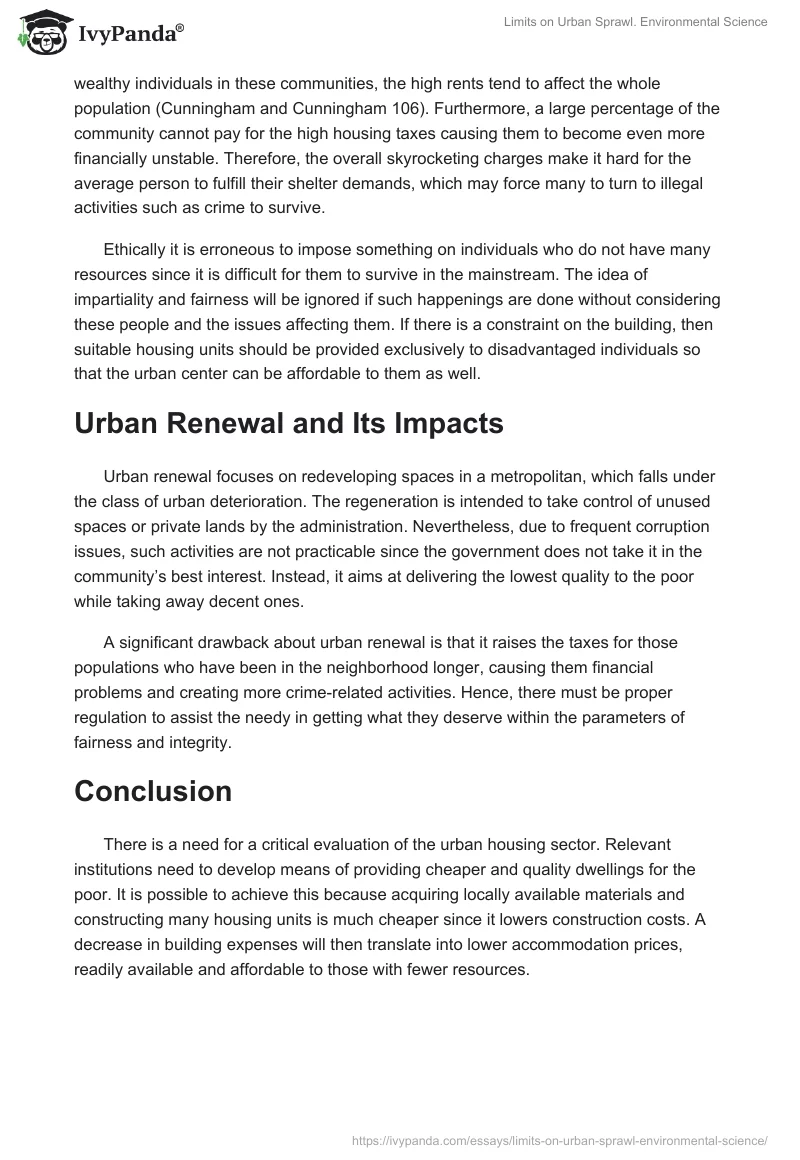 Limits on Urban Sprawl. Environmental Science. Page 2