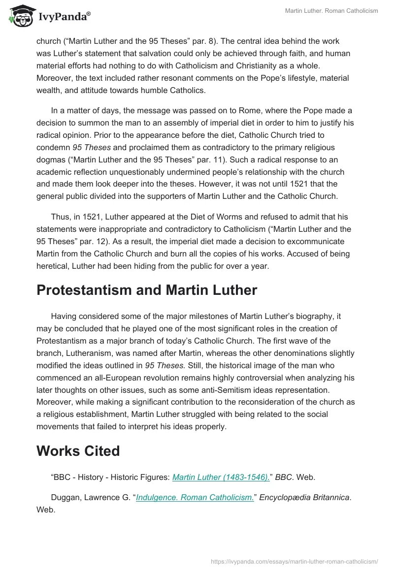 Martin Luther. Roman Catholicism. Page 3