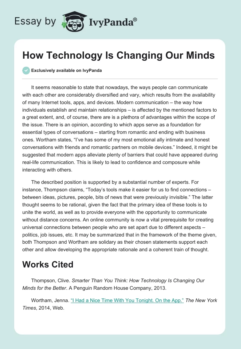 How Technology Is Changing Our Minds. Page 1