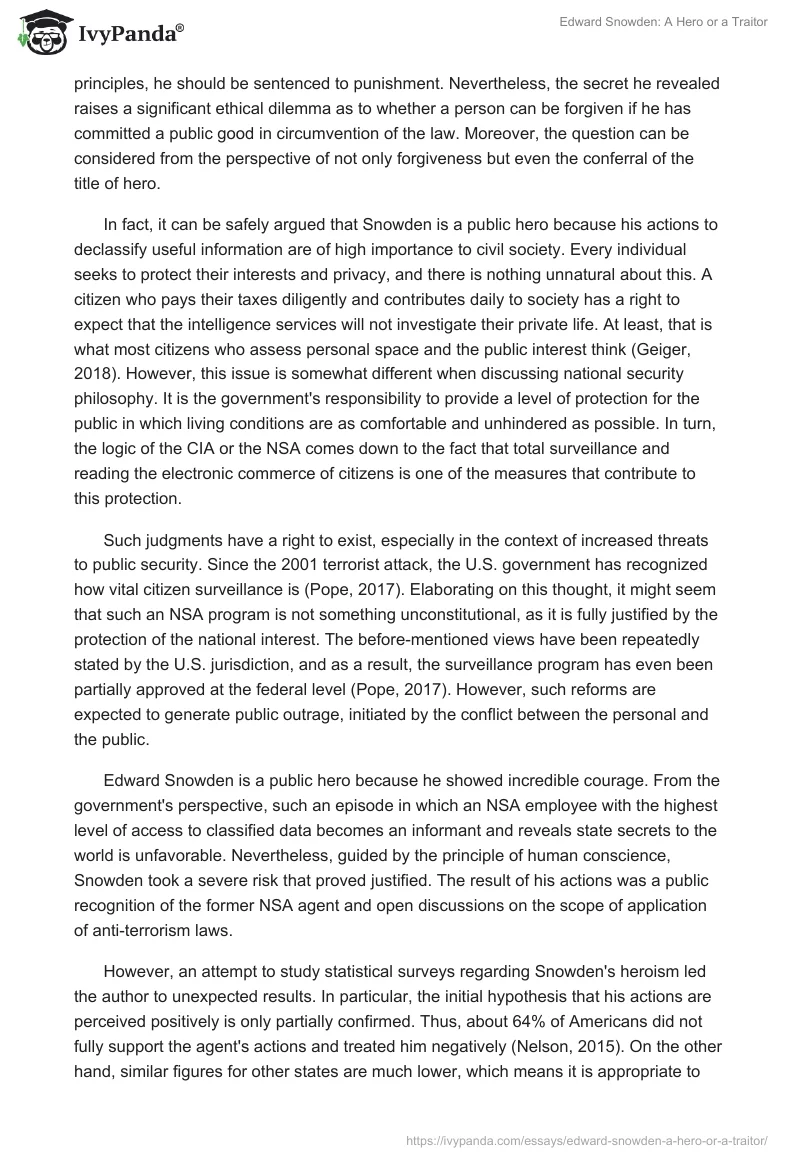 Edward Snowden: A Hero or a Traitor. Page 2