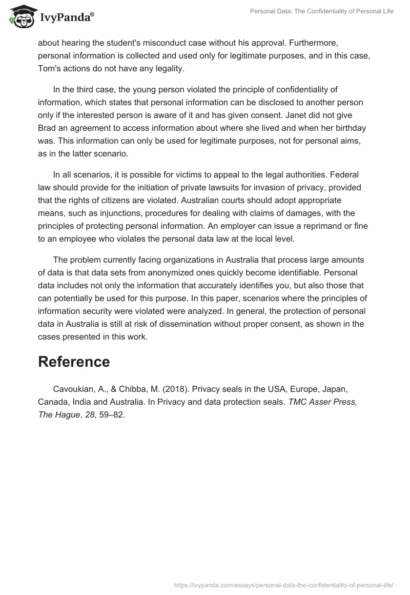 Personal Data: The Confidentiality of Personal Life. Page 2