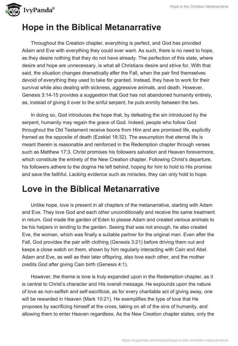 Hope in the Christian Metanarrative. Page 2