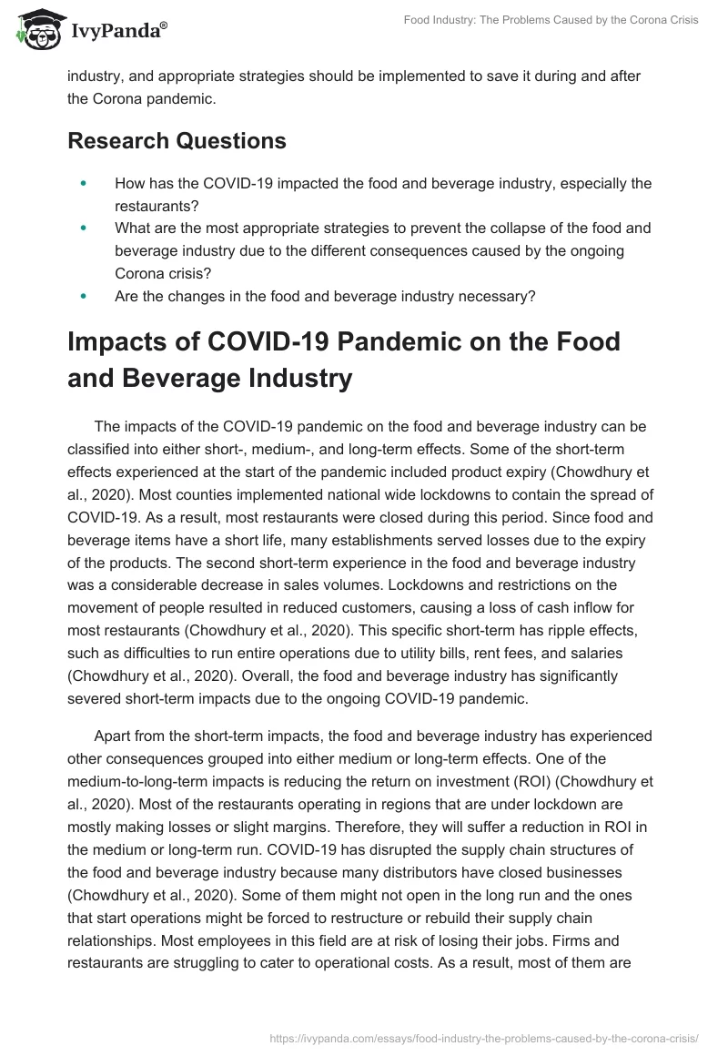 Food Industry: The Problems Caused by the Corona Crisis. Page 2