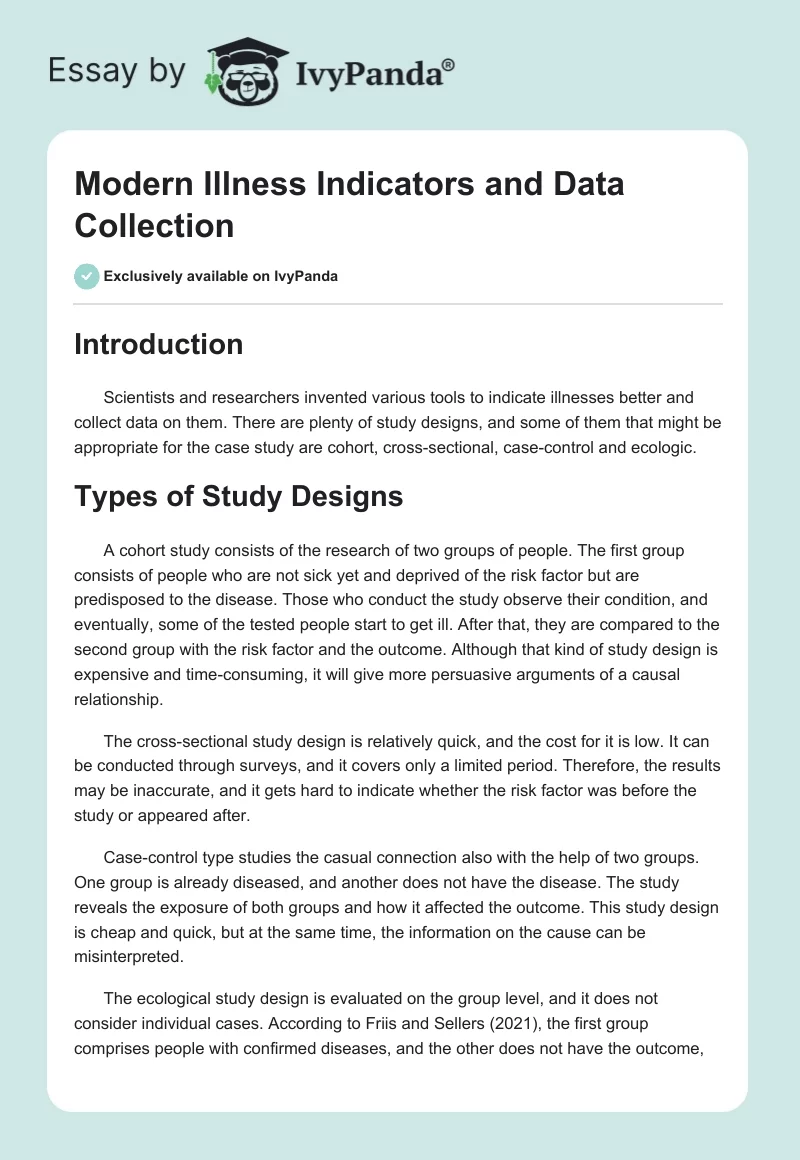 Modern Illness Indicators and Data Collection. Page 1
