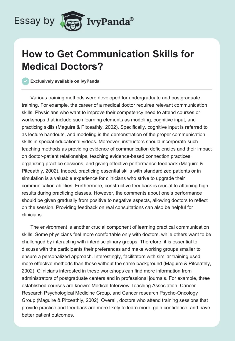 How to Get Communication Skills for Medical Doctors?. Page 1
