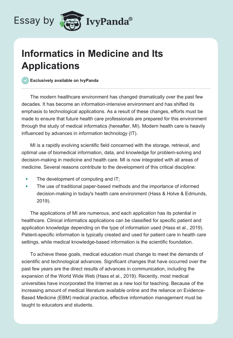 Informatics in Medicine and Its Applications. Page 1