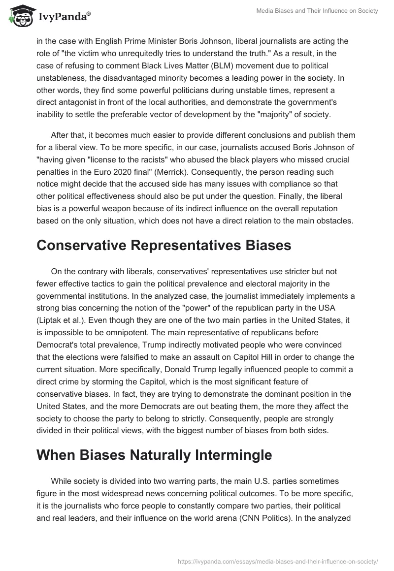 Media Biases and Their Influence on Society. Page 2