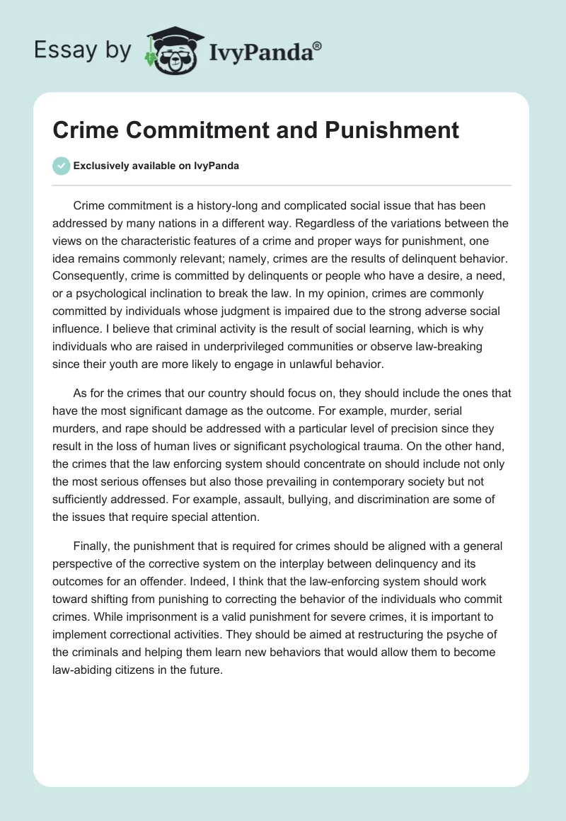 Crime Commitment and Punishment. Page 1