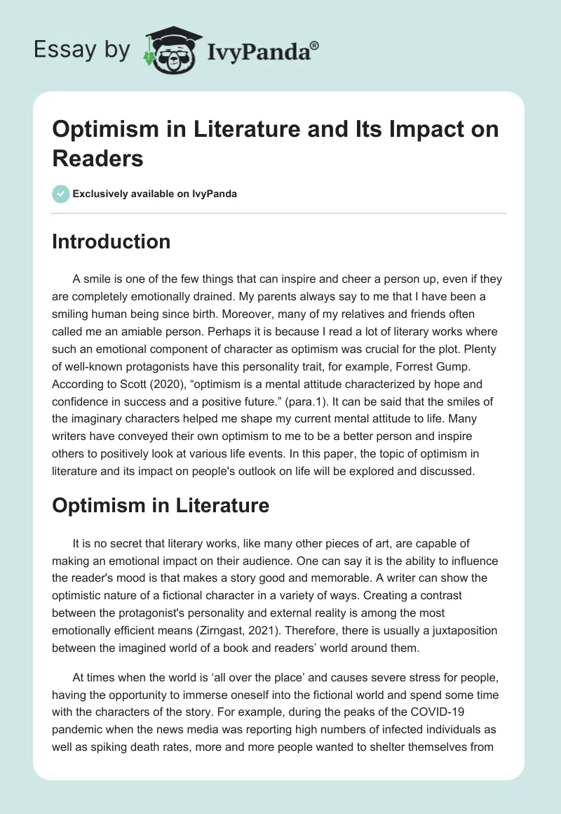 Optimism in Literature and Its Impact on Readers. Page 1