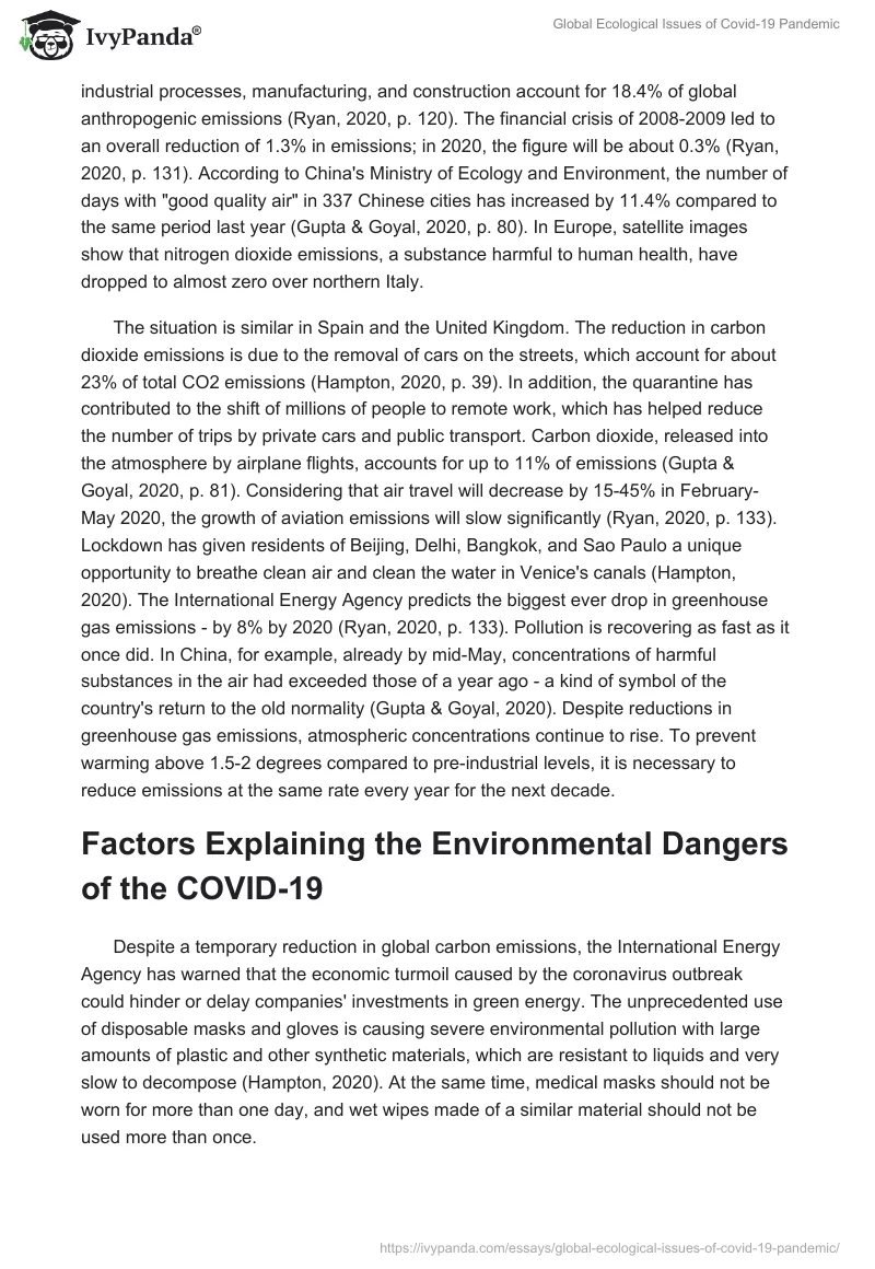 Global Ecological Issues of Covid-19 Pandemic. Page 2
