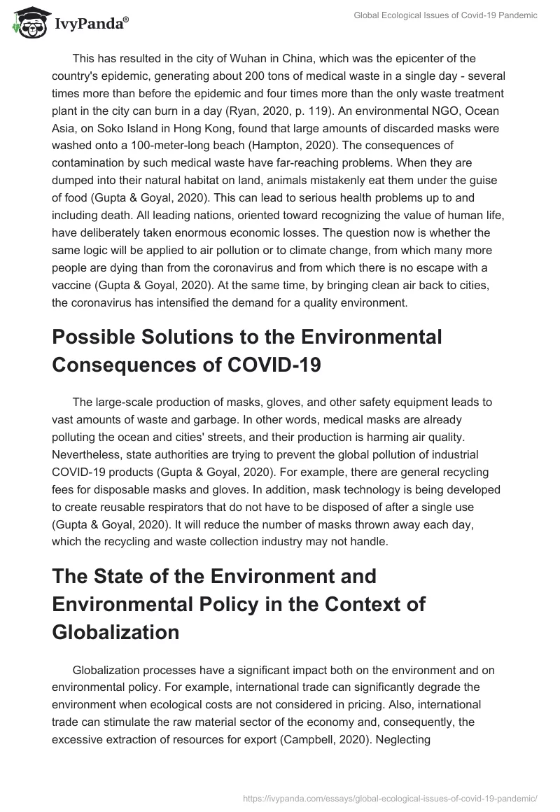 Global Ecological Issues of Covid-19 Pandemic. Page 3