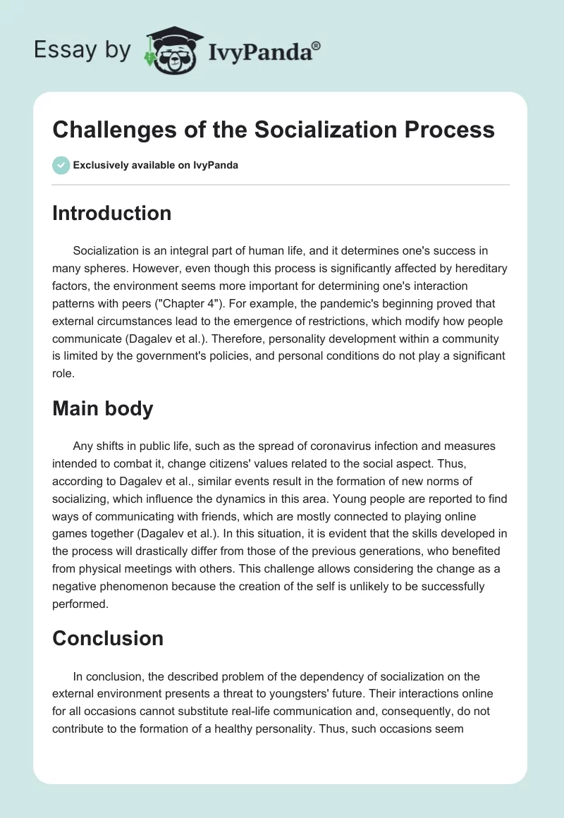 Challenges of the Socialization Process. Page 1