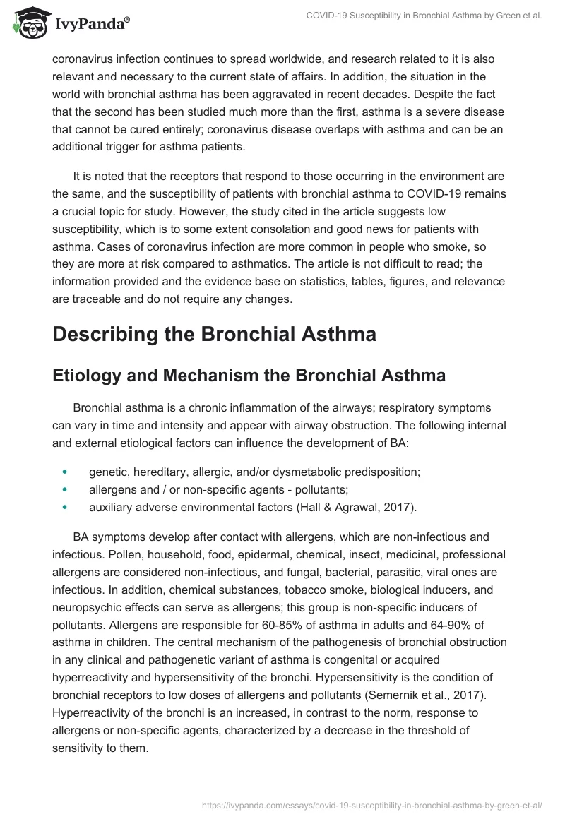COVID-19 Susceptibility in Bronchial Asthma by Green et al.. Page 2
