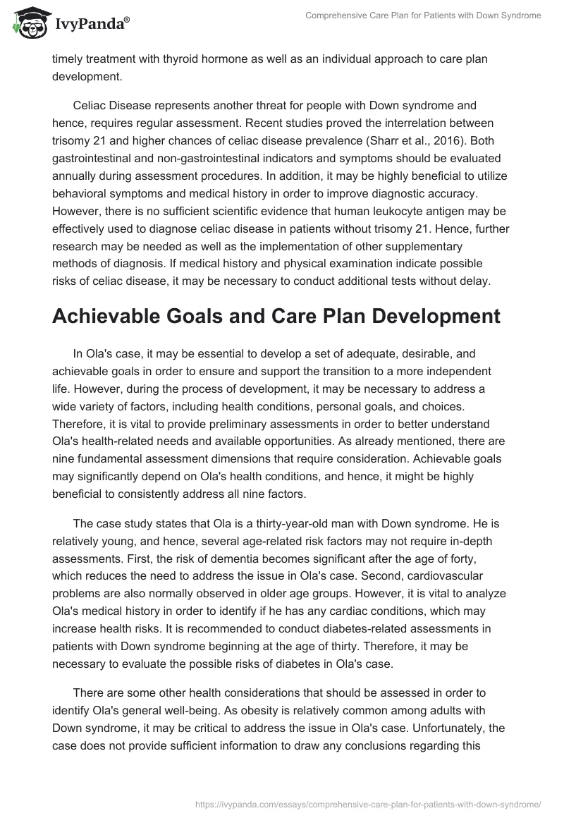 Comprehensive Care Plan for Patients with Down Syndrome. Page 5