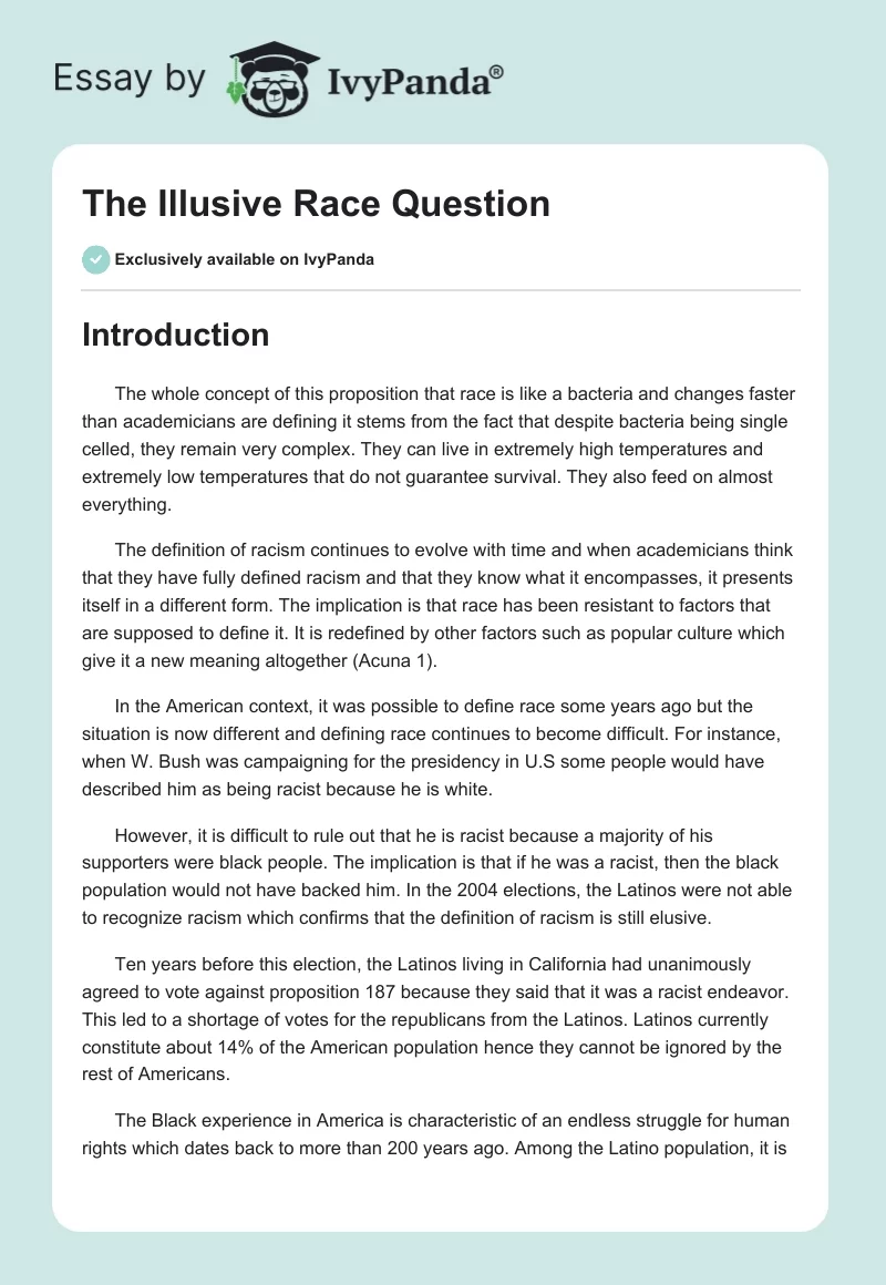 The Illusive Race Question. Page 1