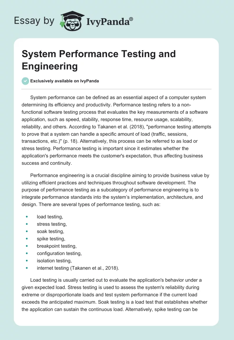 System Performance Testing and Engineering. Page 1