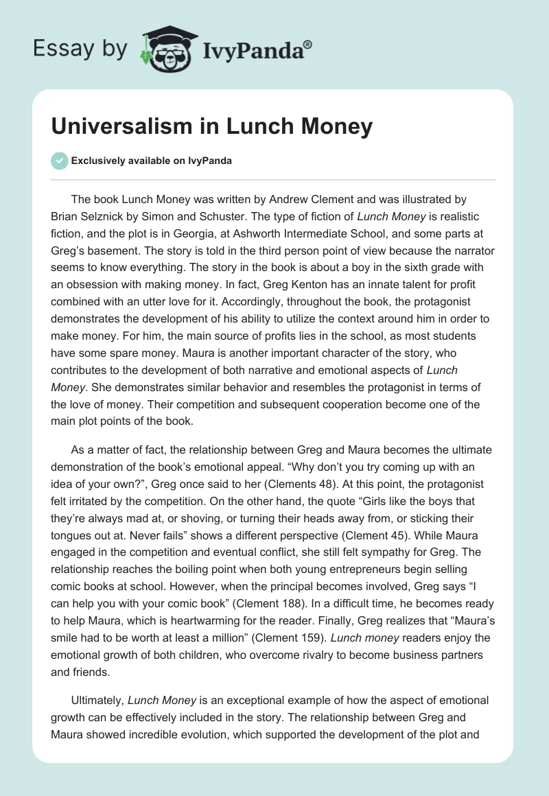 Universalism in "Lunch Money". Page 1