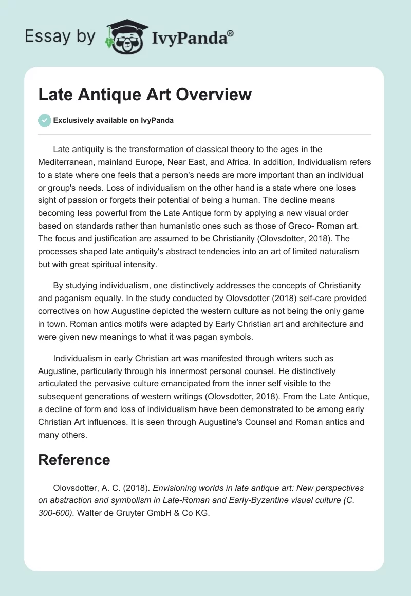 Late Antique Art Overview. Page 1