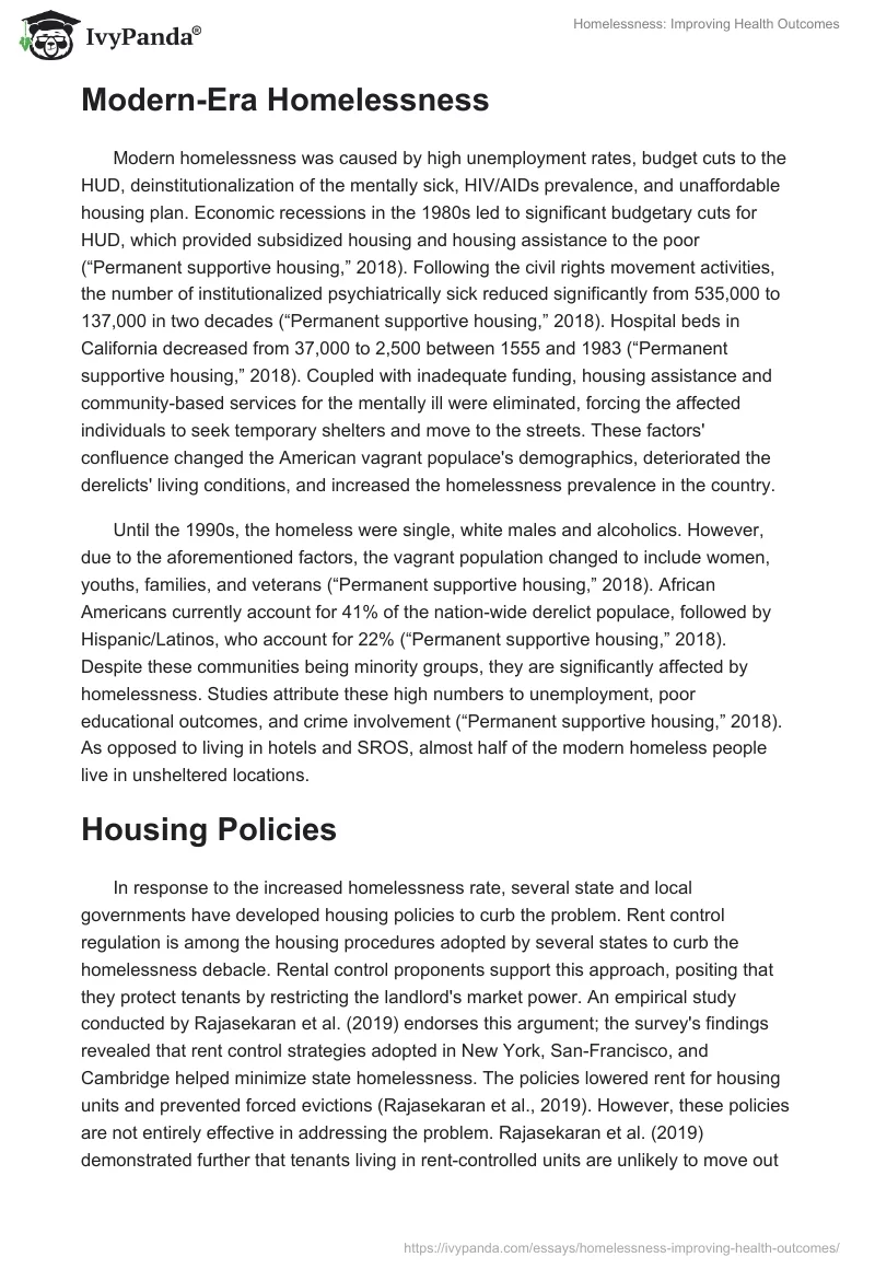 Homelessness: Improving Health Outcomes. Page 2