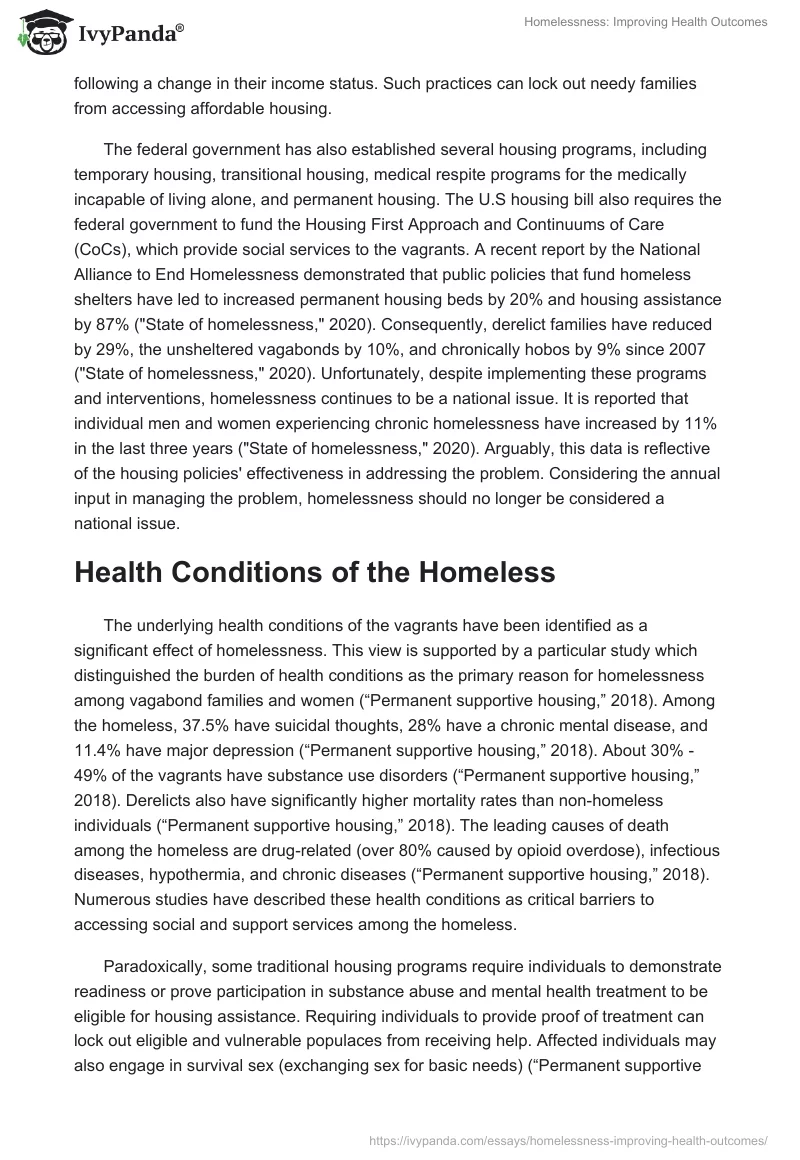 Homelessness: Improving Health Outcomes. Page 3