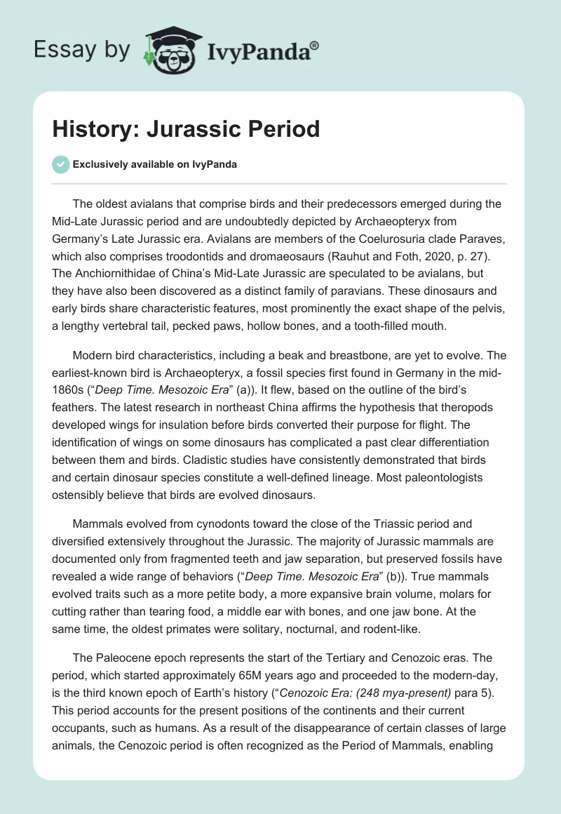 History: Jurassic Period. Page 1