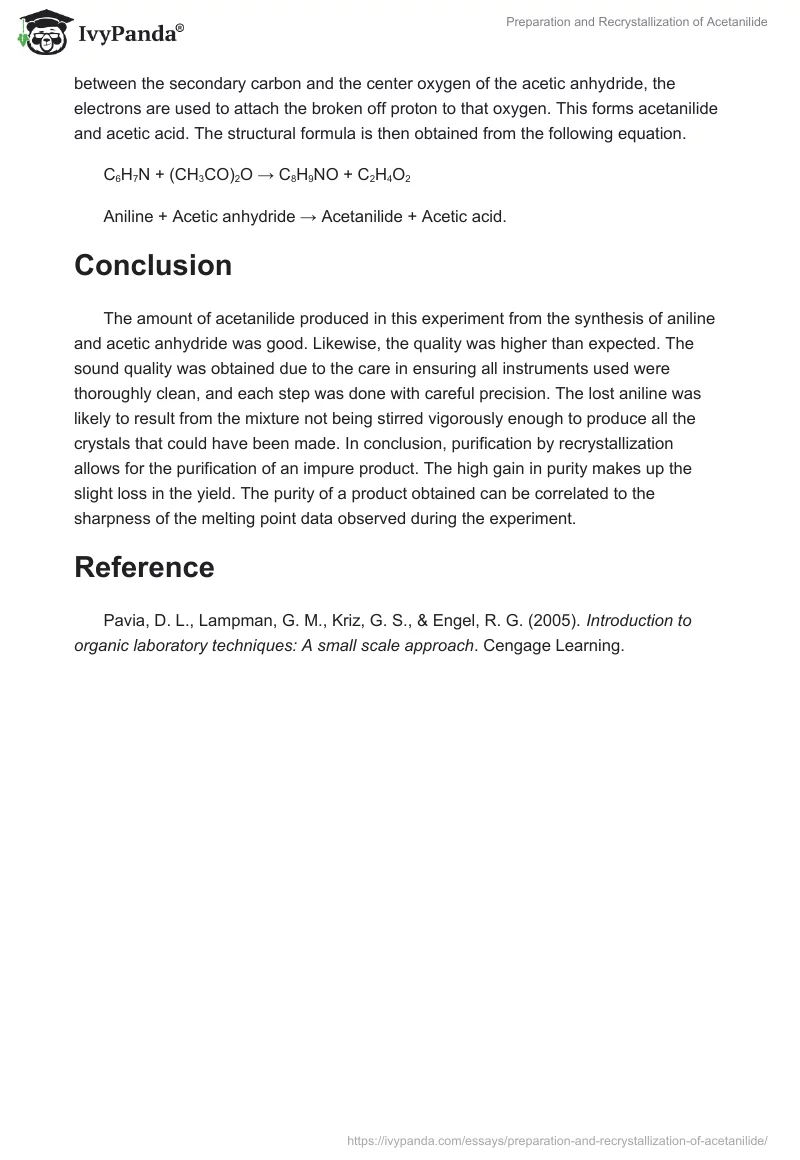 Preparation and Recrystallization of Acetanilide. Page 3