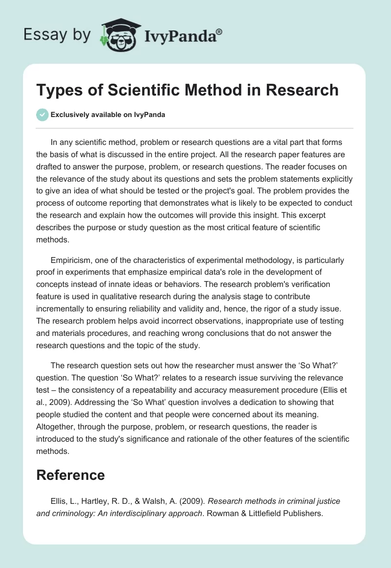 Types of Scientific Method in Research. Page 1