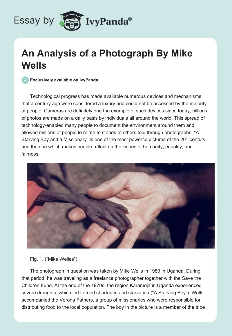 An Analysis of a Photograph By Mike Wells. Page 1