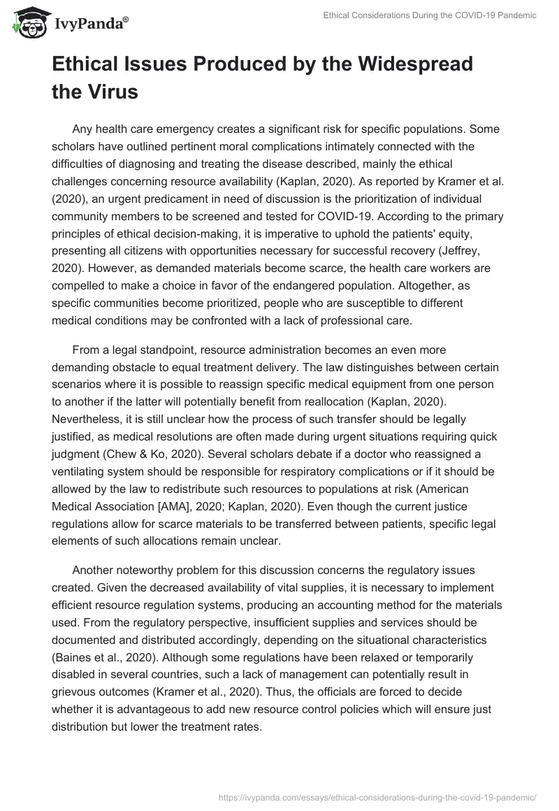 Ethical Considerations During the COVID-19 Pandemic. Page 2