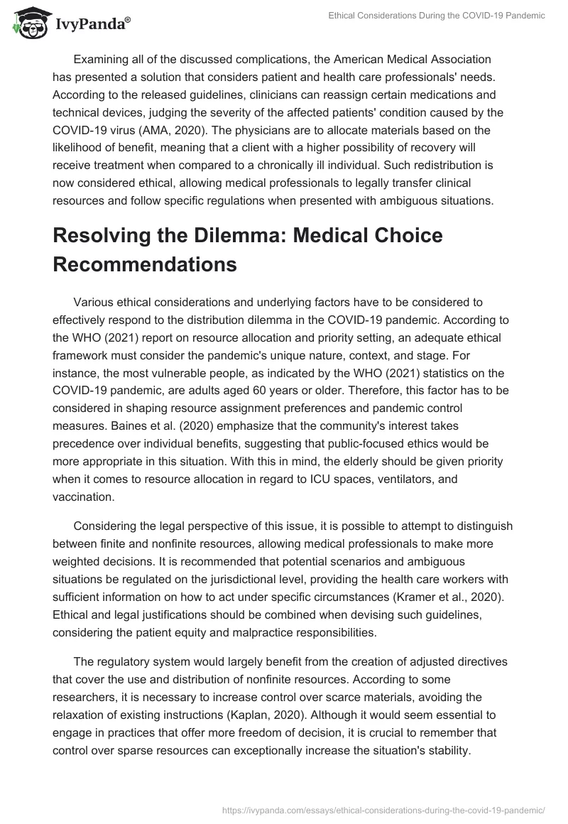 Ethical Considerations During the COVID-19 Pandemic. Page 3