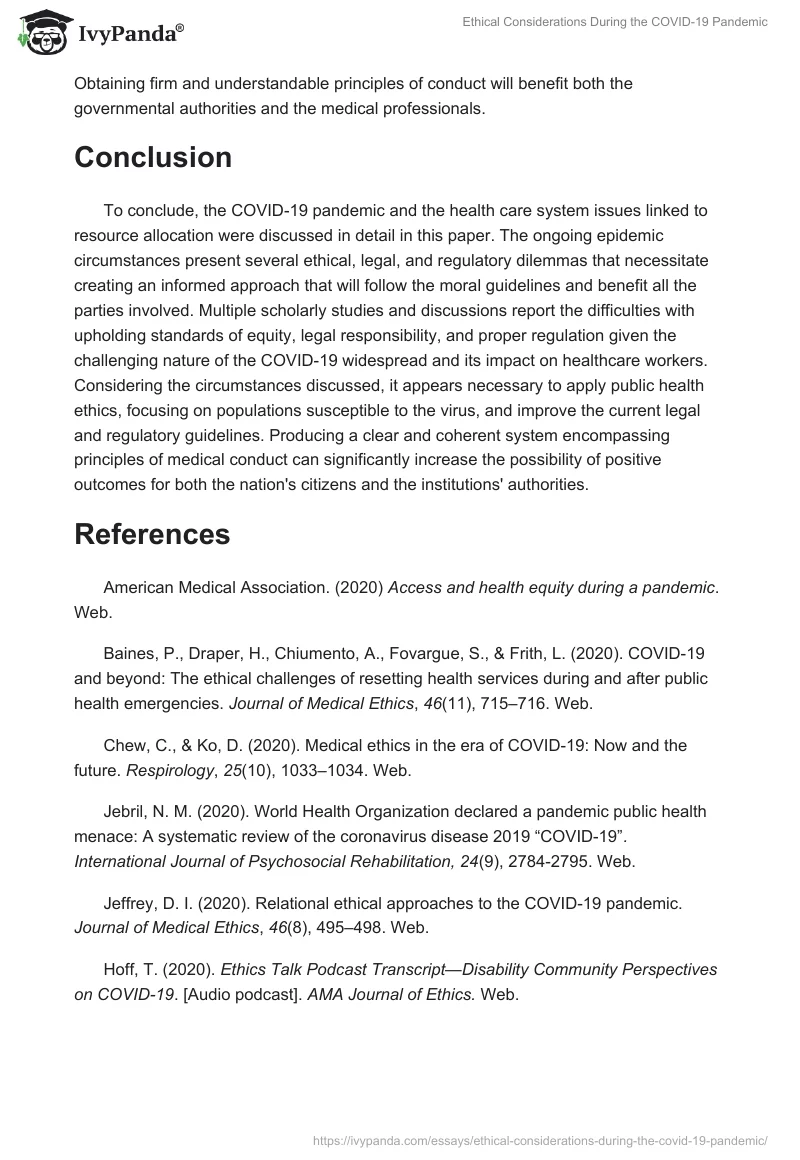 Ethical Considerations During the COVID-19 Pandemic. Page 4
